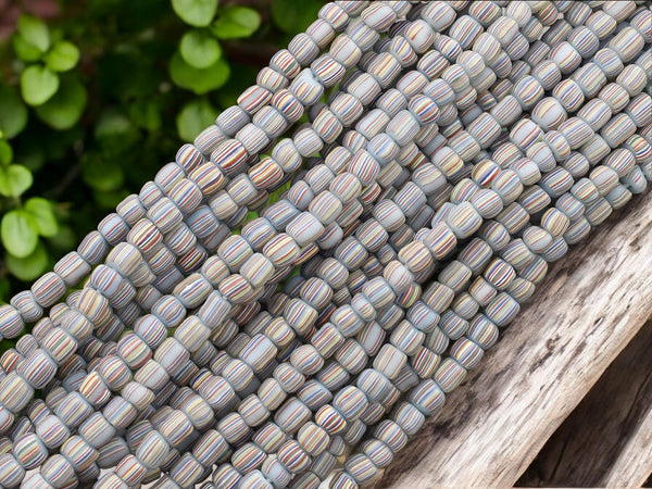 Indondesian Glass Beads - Seed Beads - Java Glass Beads - Striped Seed Beads - 4-7mm - 24" Strand - (4053)