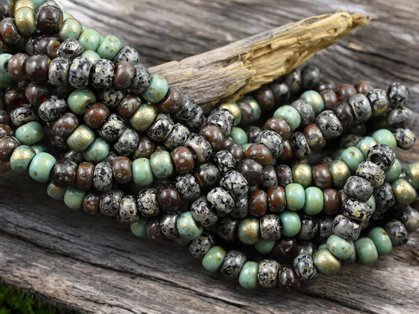 Aged Sead Beads - Picasso Beads - Large Seed Beads - 31/0 - Czech Glass Beads - 7mm Beads - Large Hole Beads - 17" Strand - (2292)