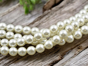 Czech Glass White Round Pearl Beads -- Choose Your Size