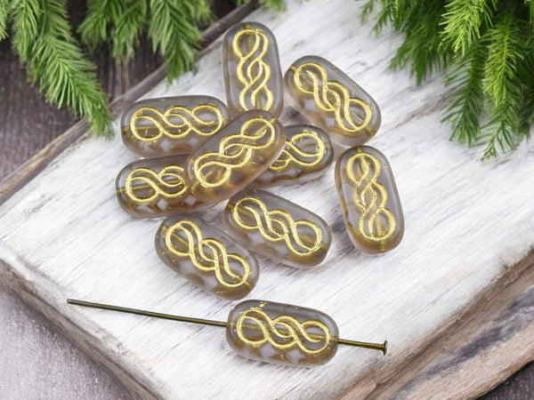 Czech Glass Beads - Infinity Beads - Oval Beads - 18x9mm - 10pcs - (2551)