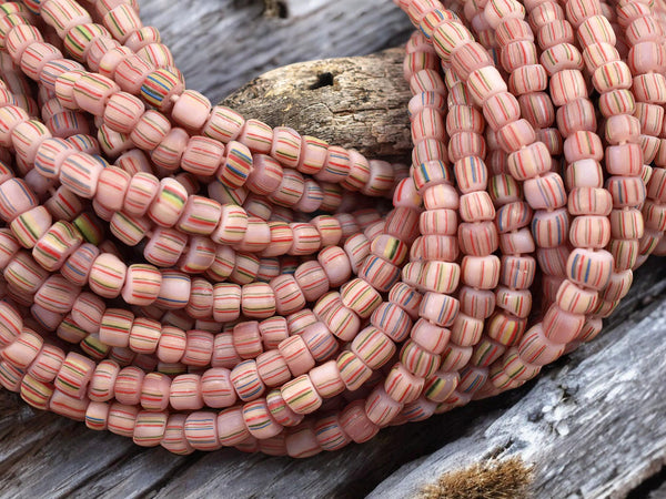 Striped Java Glass Beads -- Approx 24" Strand - Indonesian Glass Beads