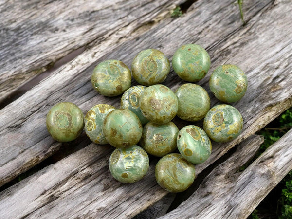 Picasso Beads - Czech Glass Beads - Coin Beads - Lentil Beads - 10mm - 15pcs - (245)