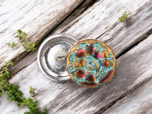 Czech Glass Buttons - Handpainted Buttons - Artisan Button - Handmade Button - 18mm - (907) 1pcs