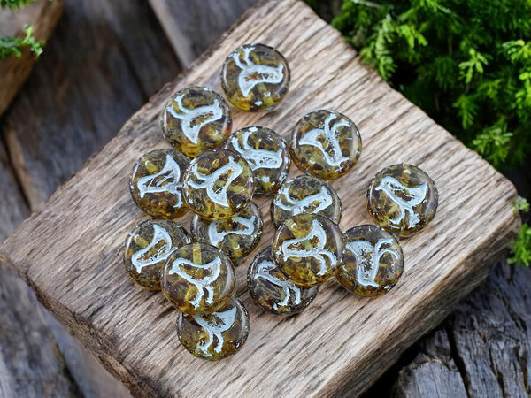 Czech Glass Beads - Picasso Beads - Bird Beads - Coin Beads - Czech Beads - Flat Coin - 15pcs - 12mm - (B853)