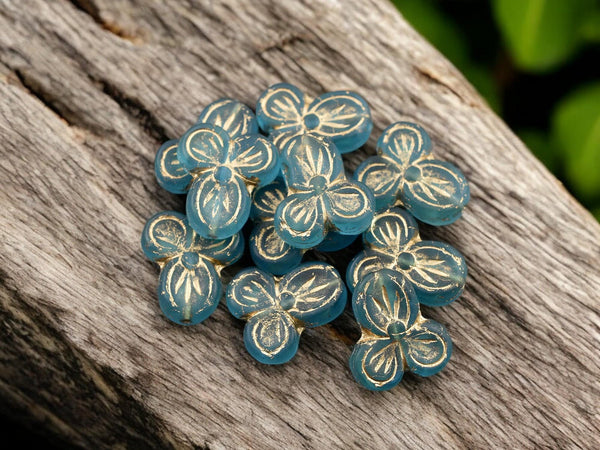 Flower Beads - Czech Glass Beads - Picasso Beads - Floral Beads - 14x12mm - 10pcs - (5464)