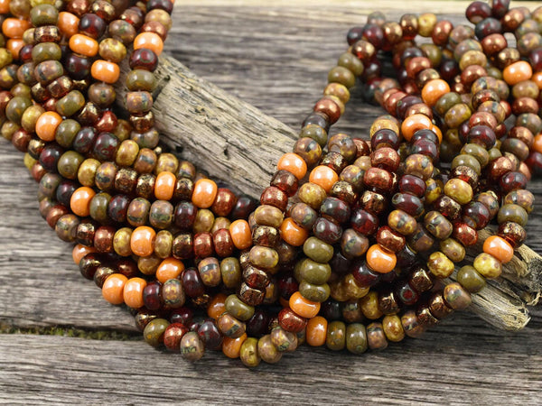 2/0 Aged Ides Striped Picasso Seed Beads - 20" Strand