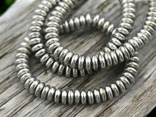 *50* 6x2mm Antique Silver Smooth Rondelle Beads