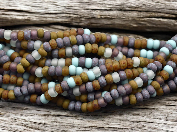 Aged Picasso Beads - Large Seed Beads - 2/0 - Matte Seed Beads - Large Hole Beads - Size 2 Beads - 22" Strand - (2520)