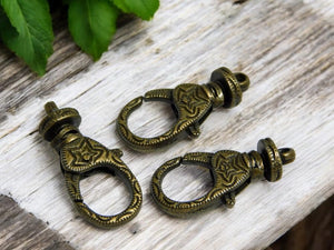 Large Lobster Clasp - Lobster Claw Clasp - Swivel Lobster Clasp - Bronze Clasp - Bronze Lobster Clasps - 5pcs - 30x13mm - (B672)