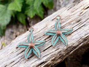 *10* 25x22mm Copper Patina Starfish Charms