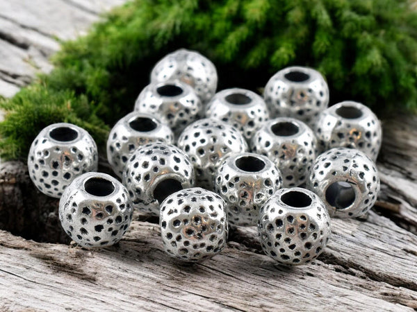 Metal Beads - Large Hole Beads - Spacer Beads - 7mm Spacer Bead - Silver Spacers - Metal Spacers - 20pcs - (5117)