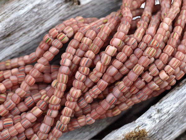 Striped Java Glass Beads -- Approx 24" Strand - Indonesian Glass Beads