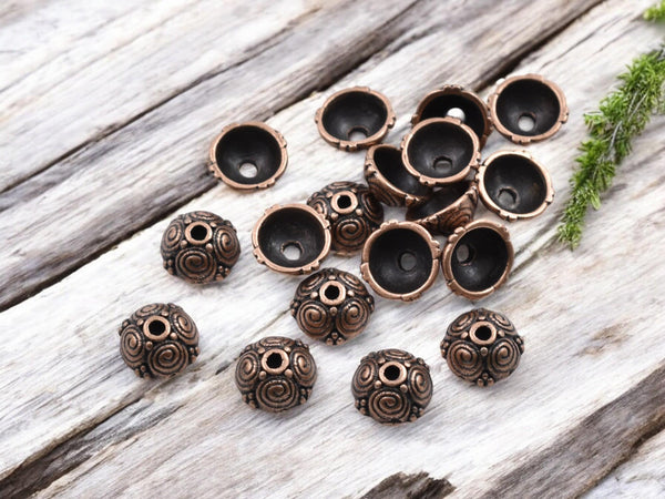 Bead Caps - Copper Bead Caps - 8mm Bead Caps - Metal Bead Caps - Metal Beads - Copper Spacer - Spacer Beads - 100pcs - (1590)