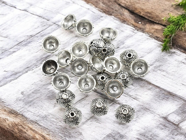 Bead Caps - Silver Bead Caps - 8mm Bead Caps - Metal Bead Caps - Metal Beads - Silver Spacer - Spacer Beads - 100pcs - (1590)