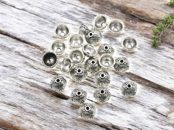 Bead Caps - Silver Bead Caps - 8mm Bead Caps - Metal Bead Caps - Metal Beads - Silver Spacer - Spacer Beads - 100pcs - (1590)