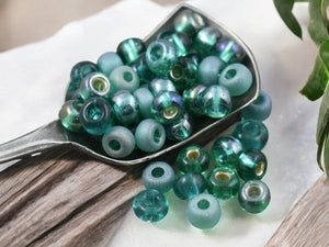 50G Mixed Green Czech 2/0 Seed Beads