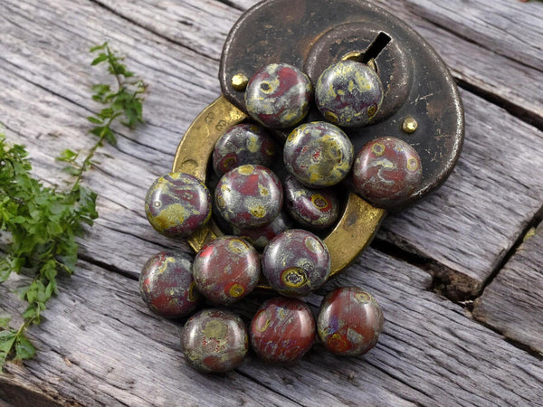 Picasso Beads - Czech Glass Beads - Coin Beads - Lentil Beads - 10mm - 15pcs - (2853)