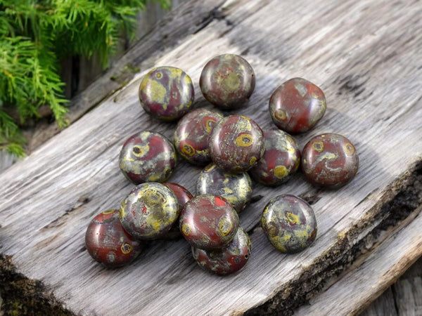 Picasso Beads - Czech Glass Beads - Coin Beads - Lentil Beads - 10mm - 15pcs - (2853)