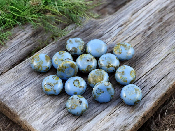 Picasso Beads - Czech Glass Beads - Coin Beads - Lentil Beads - 10mm - 15pcs - (3689)