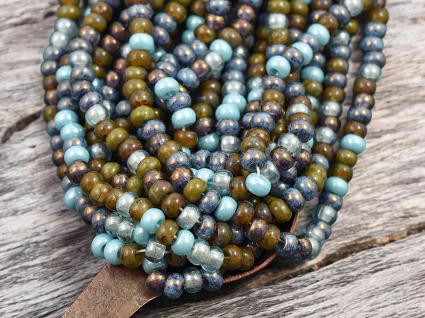 Aged Picasso Beads - Large Seed Beads - 2/0 - Large Hole Beads - Size 2 Beads - 22" Strand - (A149)