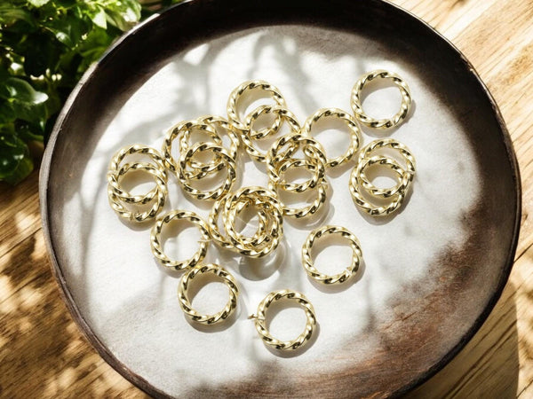 Open Jump Rings - Gold Jump Rings- Twisted Jump Rings - Metal Jump Rings - Choose Your Size