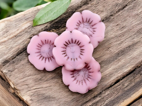 Czech Glass Beads - Flower Beads - Hibiscus Beads - Picasso Beads - Hawaiian Flower Beads - Czech Glass Flowers - 2pcs - 22mm - (291)