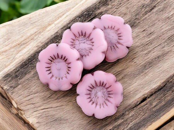 Czech Glass Beads - Flower Beads - Hibiscus Beads - Picasso Beads - Hawaiian Flower Beads - Czech Glass Flowers - 2pcs - 22mm - (291)