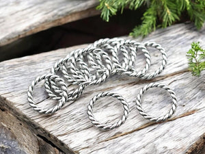 *20* 15mm Antique Silver Twisted Closed Jump Rings