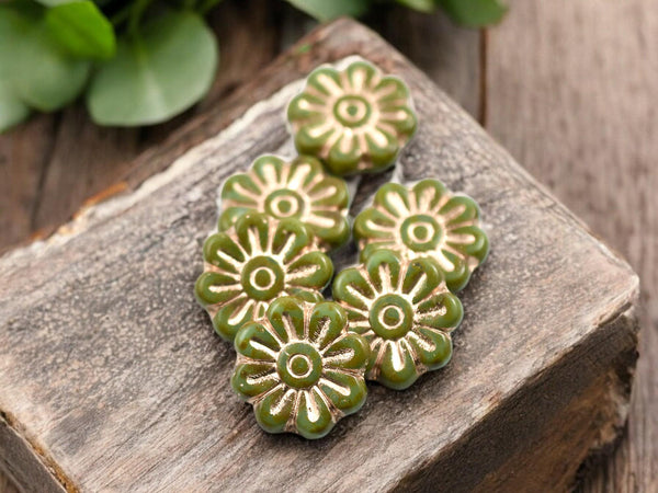 Picasso Beads - Czech Glass Beads - Flower Beads - Focal Beads - Czech Glass Flowers - Daisy Beads - 18mm - 6pcs - (4578)