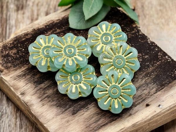 Czech Glass Beads - Flower Beads - Focal Beads - Czech Glass Flowers - Picasso Beads - Daisy Beads - 18mm - 6pcs - (4330)