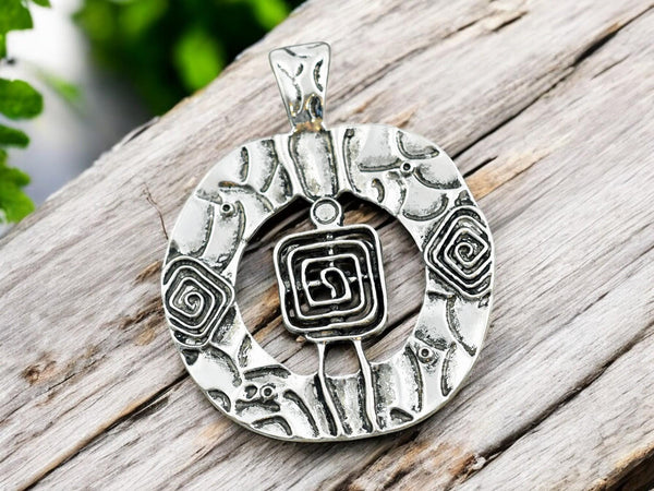 71x56mm Antique Silver Boho Pendant