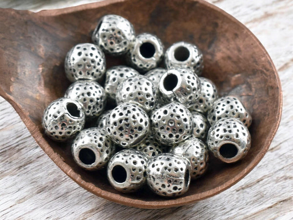 Metal Beads - Large Hole Beads - Spacer Beads - 7mm Spacer Bead - Silver Spacers - Metal Spacers - 20pcs - (5117)