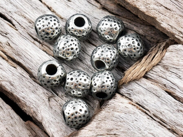 Metal Beads - Large Hole Beads - Spacer Beads - 7mm Spacer Bead - Silver Spacers - Metal Spacers - 20pcs - (5117)