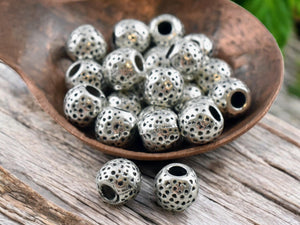 Metal Beads - Large Hole Beads - Spacer Beads - 7mm Spacer Bead - Silver Spacers - Metal Spacers - 20pcs - (5117)