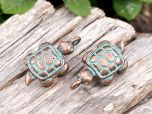 *10* 23x13mm Copper Patina Turtle Charms