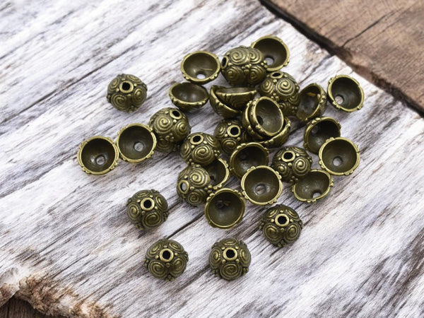 Bead Caps - Bronze Bead Caps - 8mm Bead Caps - Metal Bead Caps - Metal Beads - Antique Bronze Spacer - Spacer Beads - 100pcs - (1590)