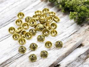 Bead Caps - Gold Bead Caps - 8mm Bead Caps - Metal Bead Caps - Metal Beads - Gold Spacer - Spacer Beads - 100pcs - (A453)