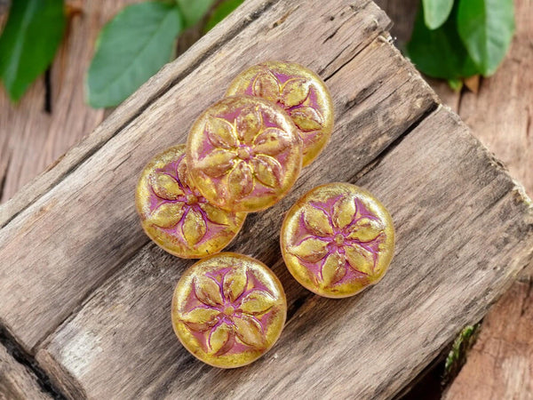 Czech Glass Beads - Hawaiian Flower Beads - Flower Beads - Focal Beads - 18mm - 5pcs - (1940)