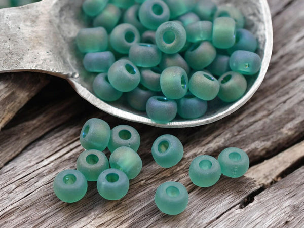 50G Transparent Matte Teal Green AB Czech 2/0 Seed Beads