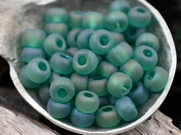 50G Transparent Matte Teal Green AB Czech 2/0 Seed Beads