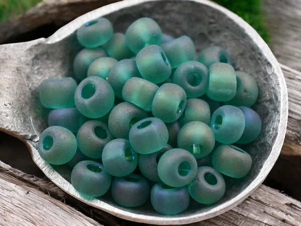 50G Transparent Matte Teal Green AB Czech 2/0 Seed Beads