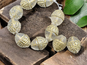 *8* 10x12mm Gold Washed Crystal AB Acorn Oval Beads