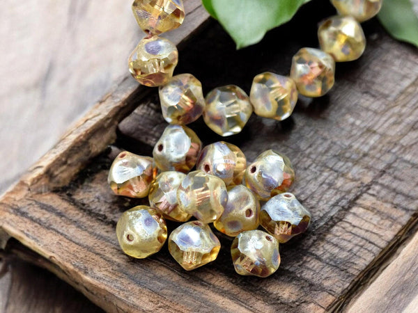 *15* 8mm Crystal Picasso Central Cut Round Baroque Beads