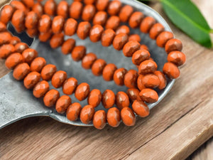 *30* 3x5mm Bronze Washed Opaque Pumpkin Orange Fire Polished Rondelle Beads