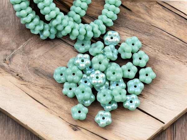 *50* 5mm Opaque Green Tea AB Forget Me Not Rondelle Daisy Beads