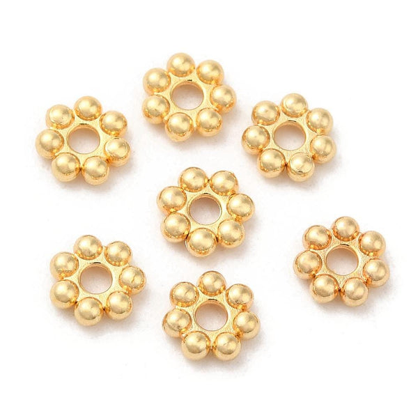 18k Gold - Metal Beads - Daisy Spacers - Gold Daisy Spacers - Heishi Beads - Gold Spacer Beads - 4mm o r6mm