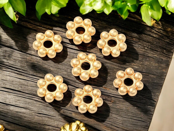 18k Gold - Metal Beads - Daisy Spacers - Gold Daisy Spacers - Heishi Beads - Gold Spacer Beads - 4mm o r6mm