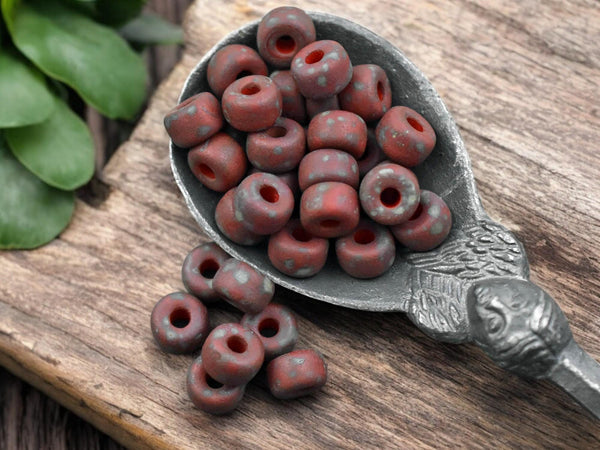 10g Matte Red Travertine 2/0 Matubo Beads