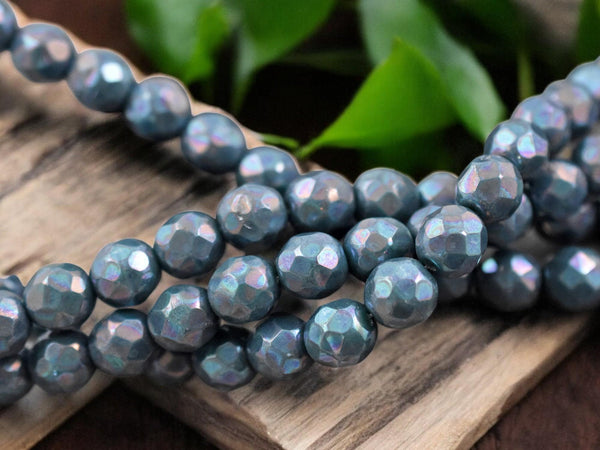 *20* 8mm Denim Blue Nebula Fire Polished Round Beads