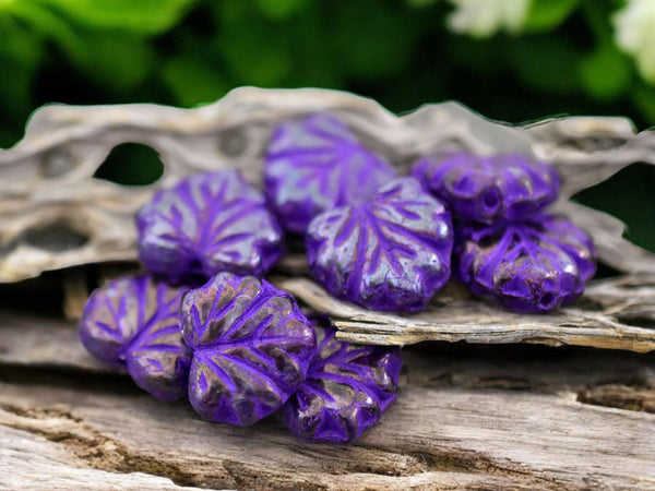 *20* 11x13mm Purple Washed Crystal Maple Leaf Beads